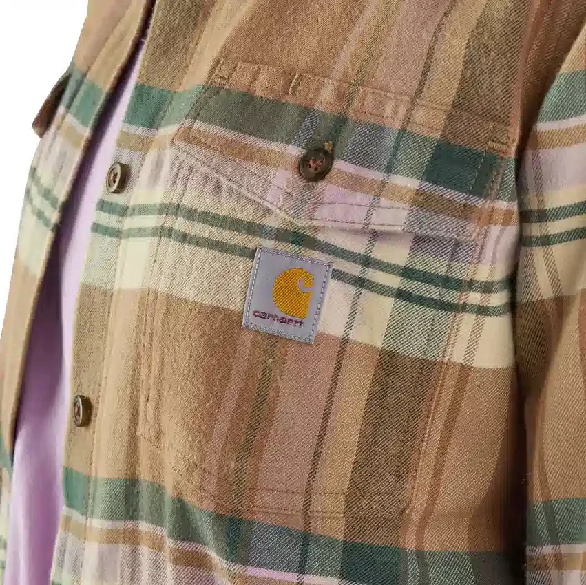 Camisa de franela de manguitos largos de corte holgado para mujer de la serie Tencel™ Fiber