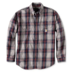 Camisa de hombre de sarga a cuadros, corte holgado y manguitos largos - Camisas ignífugas
