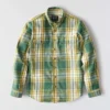 Camisa de hombre de sarga a cuadros, corte holgado y manguitos largos - Camisas ignífugas
