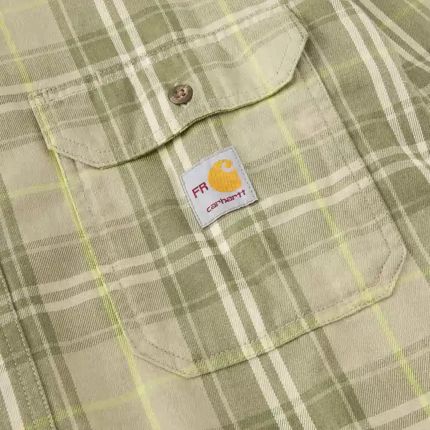 Camisa de hombre de sarga a cuadros, corte holgado y manguitos largos - Camisas ignífugas