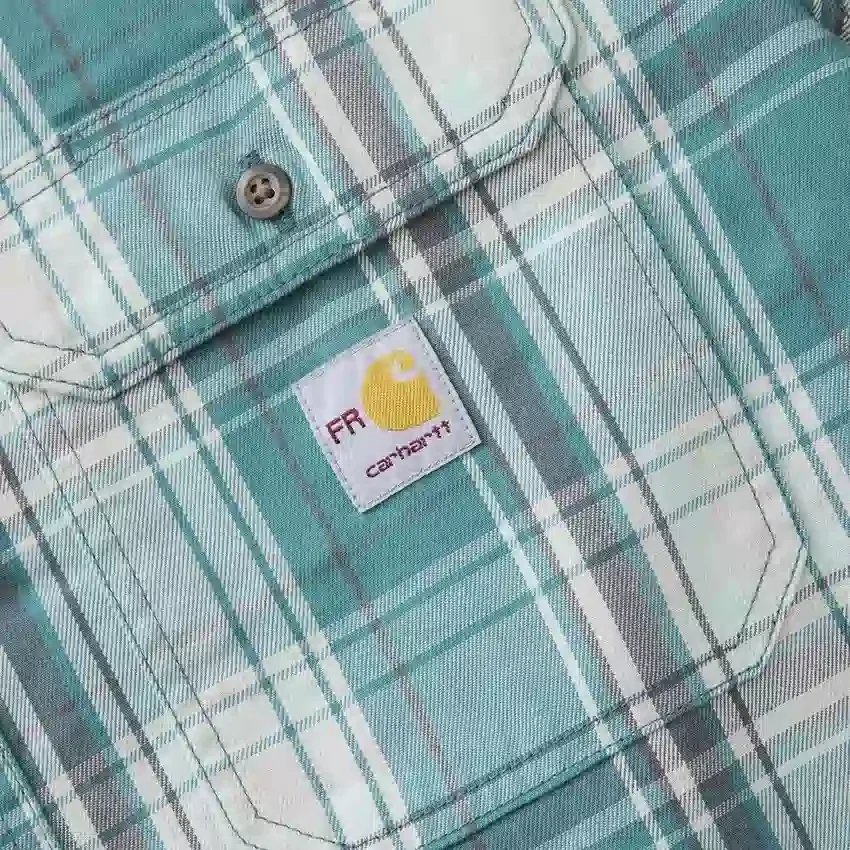Camisa de hombre de sarga a cuadros, corte holgado y manguitos largos - Camisas ignífugas