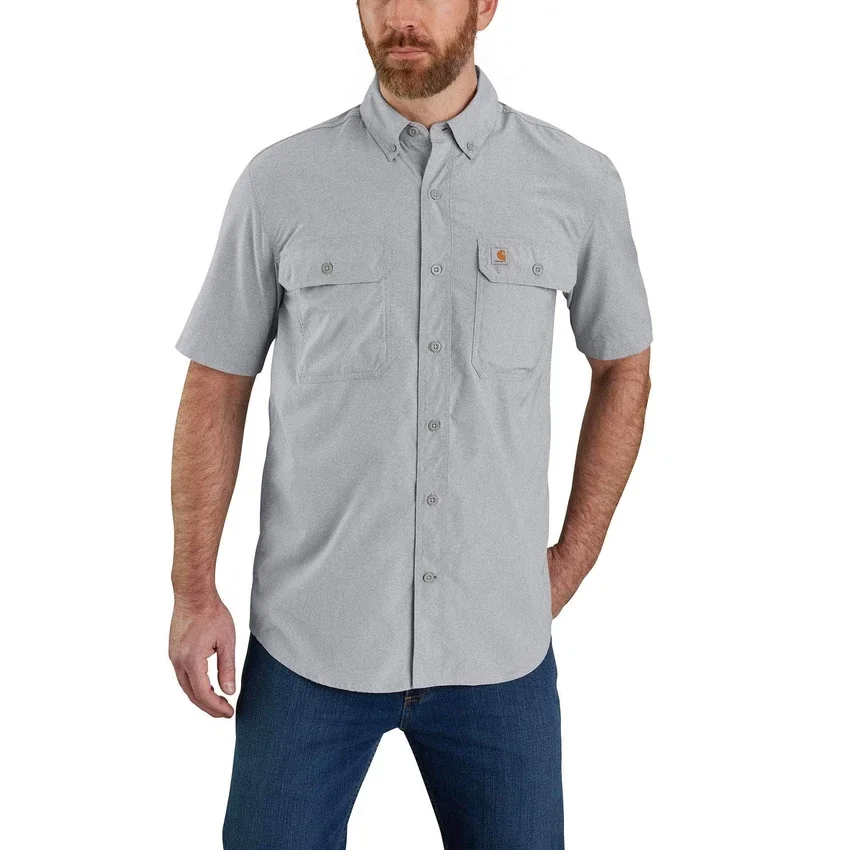 Camisa de manguitos cortos de chambray Force Sun Defender™ para hombre, corte holgado - Camisas con protección solar