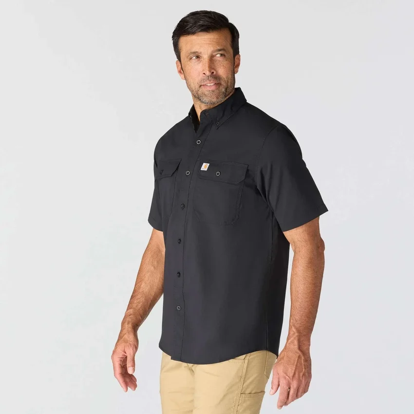 Camisa de manguitos cortos de chambray Force Sun Defender™ para hombre, corte holgado - Camisas con protección solar