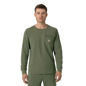 Camisa médica de manguitos largos con cuello redondo Force Cross-Flex