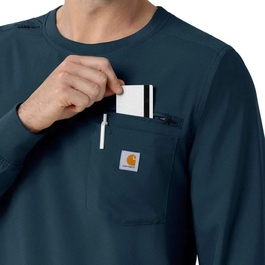 Camisa médica de manguitos largos con cuello redondo Force Cross-Flex