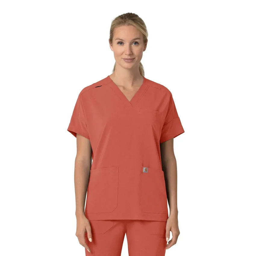 Camisa médica de mujer Force Cross-Flex con cuello en V oversize