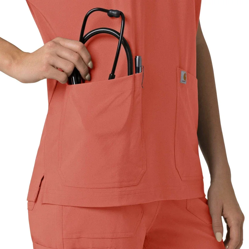 Camisa médica de mujer Force Cross-Flex con cuello en V oversize
