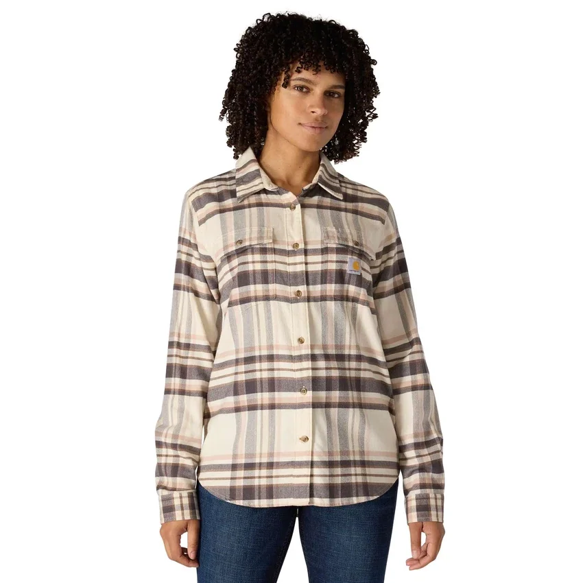 Camisas a cuadros de corte holgado de la serie de fibra Tencel™ para mujer