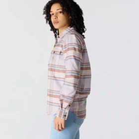 Camisas a cuadros de corte holgado de la serie de fibra Tencel™ para mujer