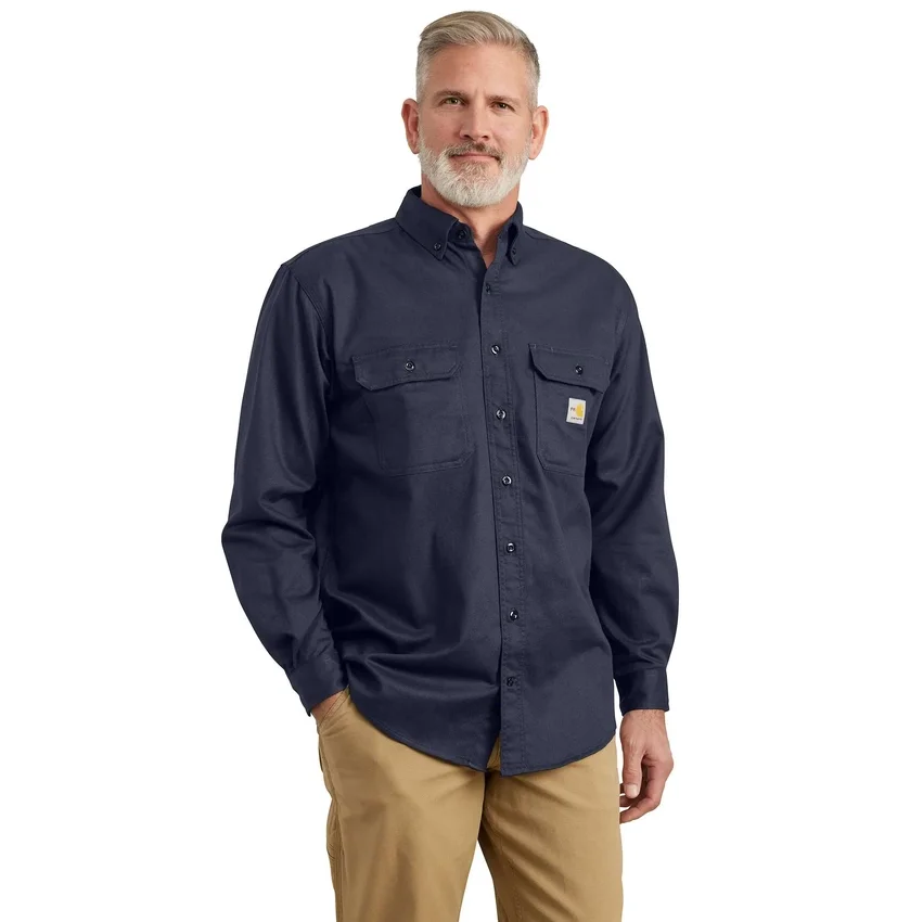 Camisas de manguitos largos de sarga de corte holgado para hombre
