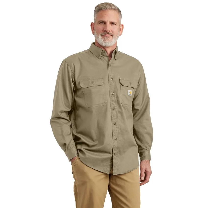 Camisas de manguitos largos de sarga de corte holgado para hombre