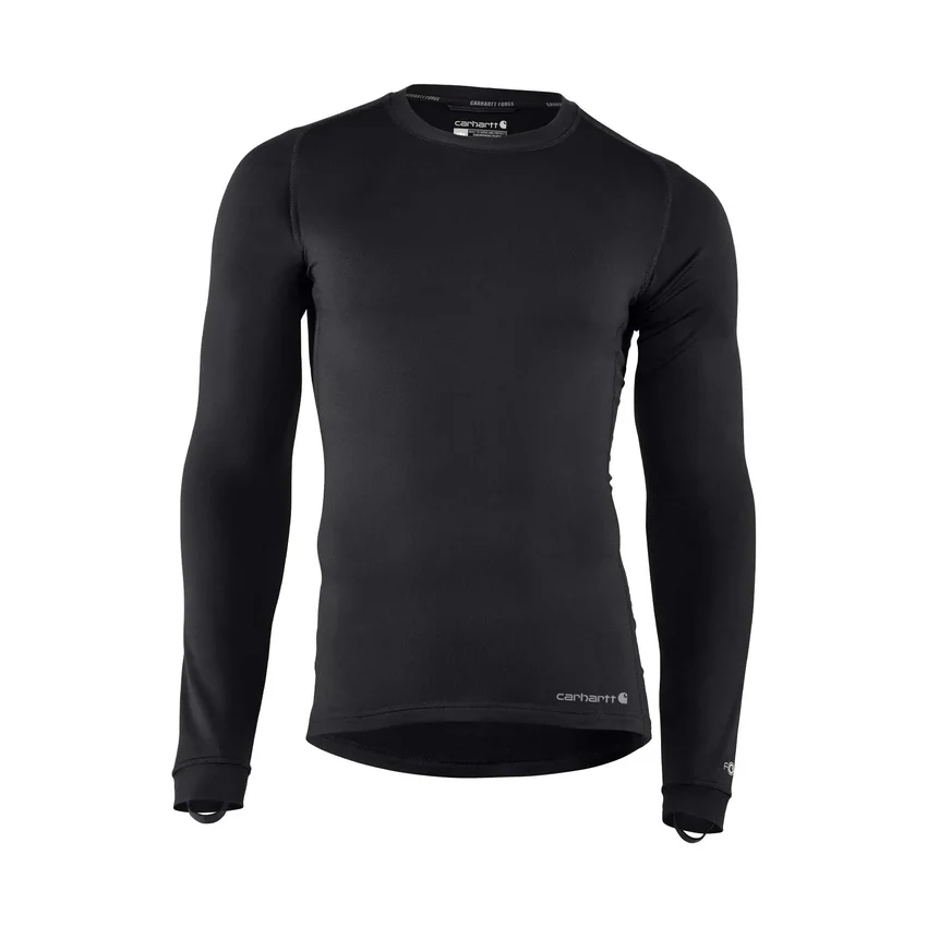 Camiseta de jerséu de cuello redondo Force, capa base elástica de peso pesado