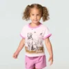Camiseta de manguitos cortos con cuello redondo y estampado de perritos para niñas (niñas pequeñas/niños pequeños)
