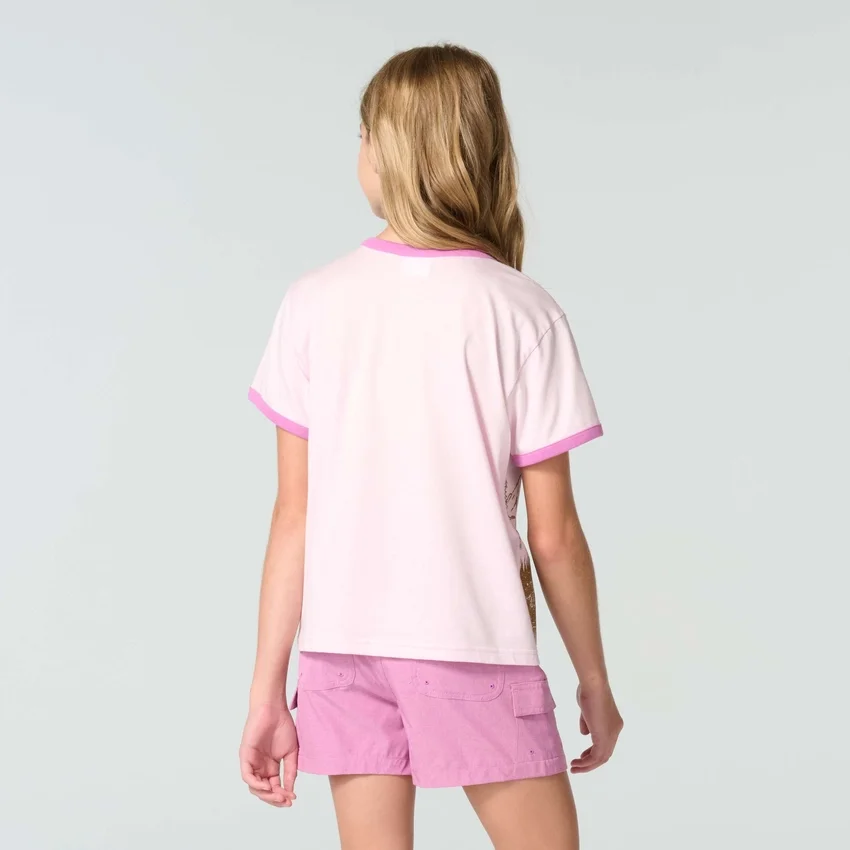 Camiseta de manguitos cortos con cuello redondo y estampado de perritos para niñas (niñas pequeñas/niños pequeños)