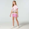 Camiseta de manguitos cortos con cuello redondo y estampado de perritos para niñas (niñas pequeñas/niños pequeños)