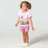 Camiseta de manguitos cortos con cuello redondo y estampado de perritos para niñas (niñas pequeñas/niños pequeños)