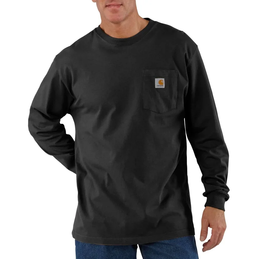 Camiseta de manguitos largos con bolsillo para hombre Dearborn, de corte holgado y tejido grueso