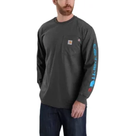 Camiseta de manguitos largos con logotipo «Fr Force Irvine» de corte holgado para hombre - Camisas ignífugas