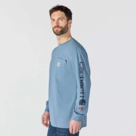 Camiseta de manguitos largos con logotipo «Fr Force Irvine» de corte holgado para hombre – Camisas ignífugas