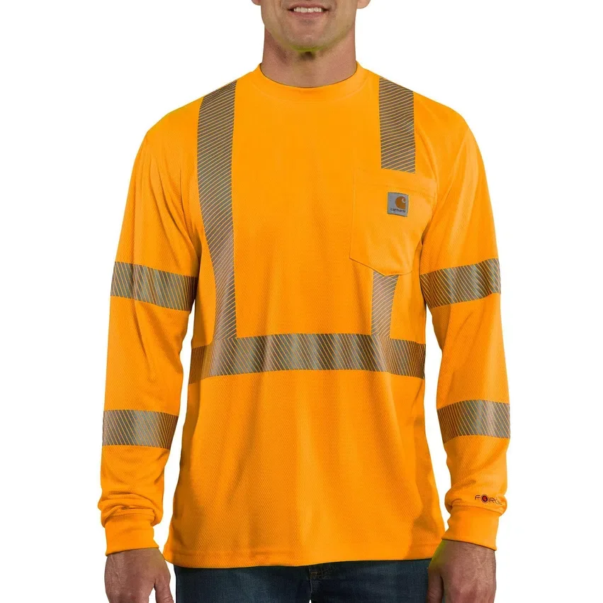 Camiseta de manguitos largos de alta visibilidad Force para hombre, corte holgado, clase 3
