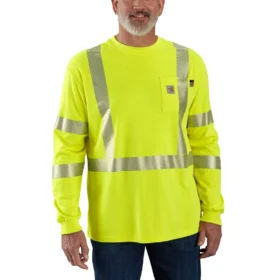 Camiseta de manguitos largos de alta visibilidad FR Force para hombre, corte holgado, clase 3