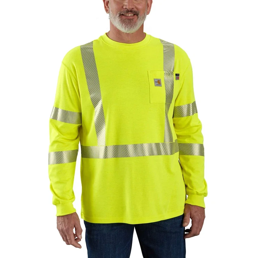 Camiseta de manguitos largos de alta visibilidad FR Force para hombre, corte holgado, clase 3