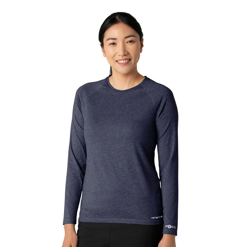 Camiseta de manguitos largos de rendimiento jaspeada «Force Sub-Scrubs» para mujer