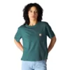 Camiseta de mujer de Tencel, corte holgado, ligera, con jerséis de cuello redondo y bolsillo