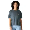 Camiseta de mujer de Tencel, corte holgado, ligera, con jerséis de cuello redondo y bolsillo