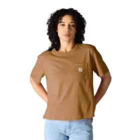 Camiseta de mujer de Tencel, corte holgado, ligera, con jerséis de cuello redondo y bolsillo