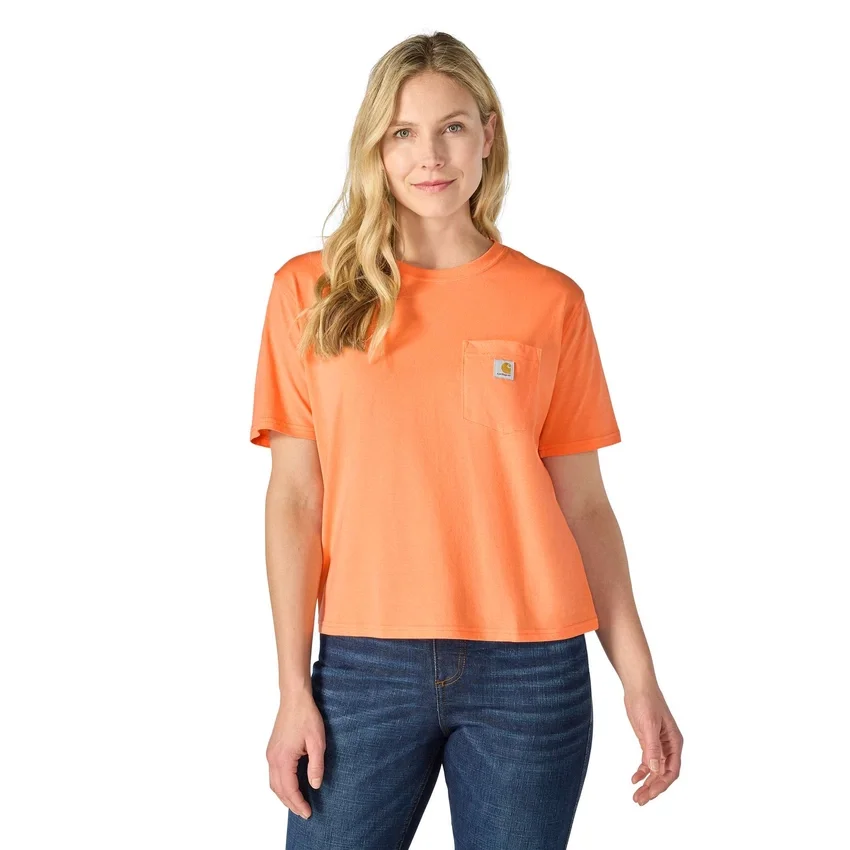 Camiseta de mujer de Tencel, corte holgado, ligera, con jerséis de cuello redondo y bolsillo