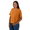 Camiseta de mujer de Tencel, corte holgado, ligera, con jerséis de cuello redondo y bolsillo