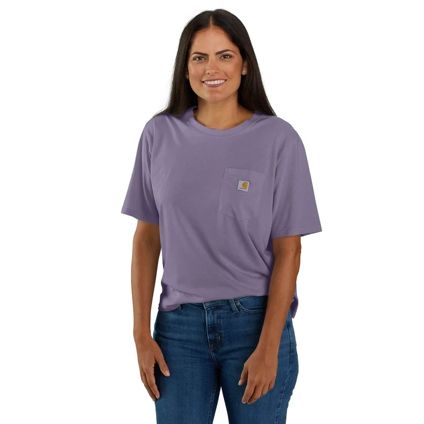 Camiseta de mujer de Tencel, corte holgado, ligera, con jerséis de cuello redondo y bolsillo