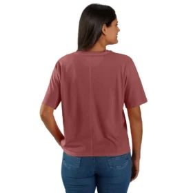 Camiseta de mujer de Tencel, corte holgado, ligera, con jerséis de cuello redondo y bolsillo
