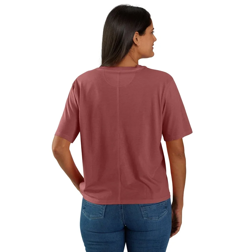 Camiseta de mujer de Tencel, corte holgado, ligera, con jerséis de cuello redondo y bolsillo