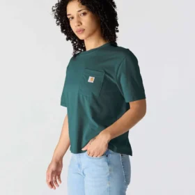 Camiseta de mujer de Tencel, corte holgado, ligera, con jerséis de cuello redondo y bolsillo