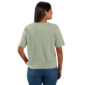 Camiseta de mujer de Tencel, corte holgado, ligera, con jerséis de cuello redondo y bolsillo