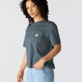 Camiseta de mujer de Tencel, corte holgado, ligera, con jerséis de cuello redondo y bolsillo