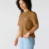 Camiseta de mujer de Tencel, corte holgado, ligera, con jerséis de cuello redondo y bolsillo