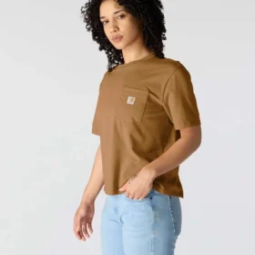 Camiseta de mujer de Tencel, corte holgado, ligera, con jerséis de cuello redondo y bolsillo