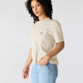 Camiseta de mujer de Tencel, corte holgado, ligera, con jerséis de cuello redondo y bolsillo