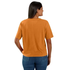 Camiseta de mujer de Tencel, corte holgado, ligera, con jerséis de cuello redondo y bolsillo