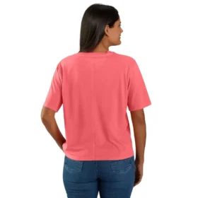 Camiseta de mujer de Tencel, corte holgado, ligera, con jerséis de cuello redondo y bolsillo