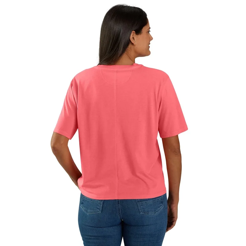 Camiseta de mujer de Tencel, corte holgado, ligera, con jerséis de cuello redondo y bolsillo