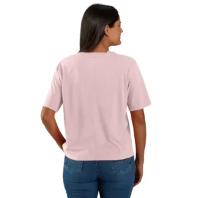 Camiseta de mujer de Tencel, corte holgado, ligera, con jerséis de cuello redondo y bolsillo