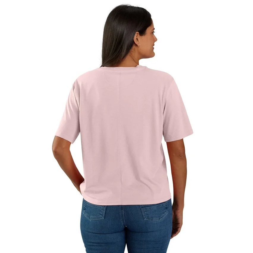Camiseta de mujer de Tencel, corte holgado, ligera, con jerséis de cuello redondo y bolsillo