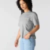 Camiseta de mujer de Tencel, corte holgado, ligera, con jerséis de cuello redondo y bolsillo