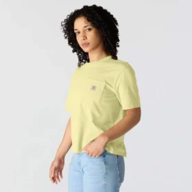 Camiseta de mujer de Tencel, corte holgado, ligera, con jerséis de cuello redondo y bolsillo