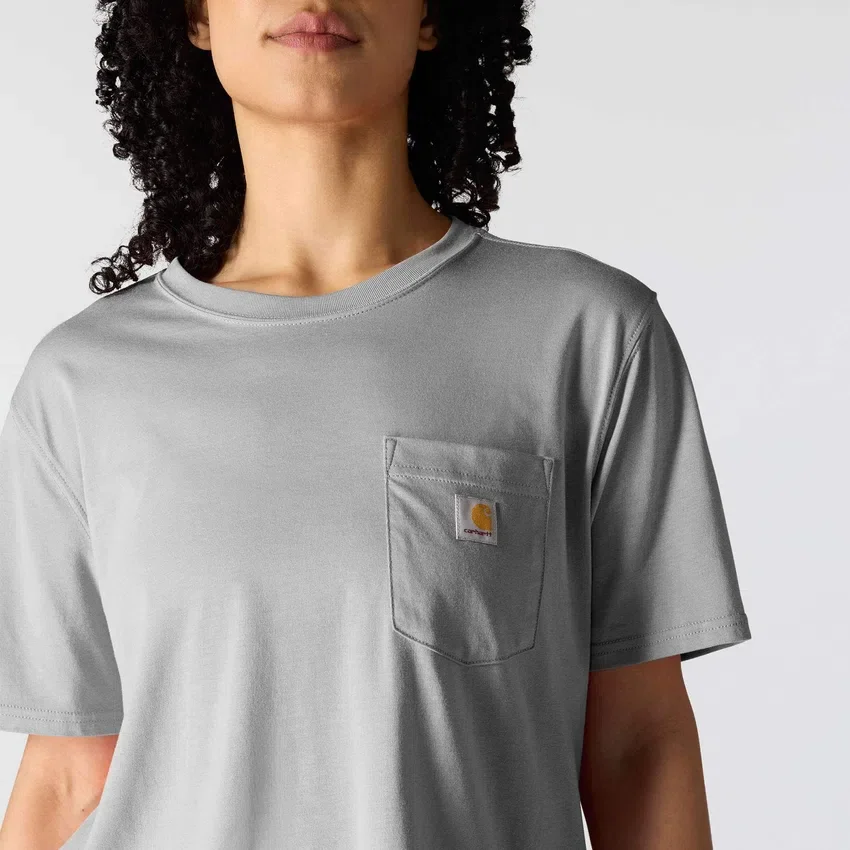 Camiseta de mujer de Tencel, corte holgado, ligera, con jerséis de cuello redondo y bolsillo