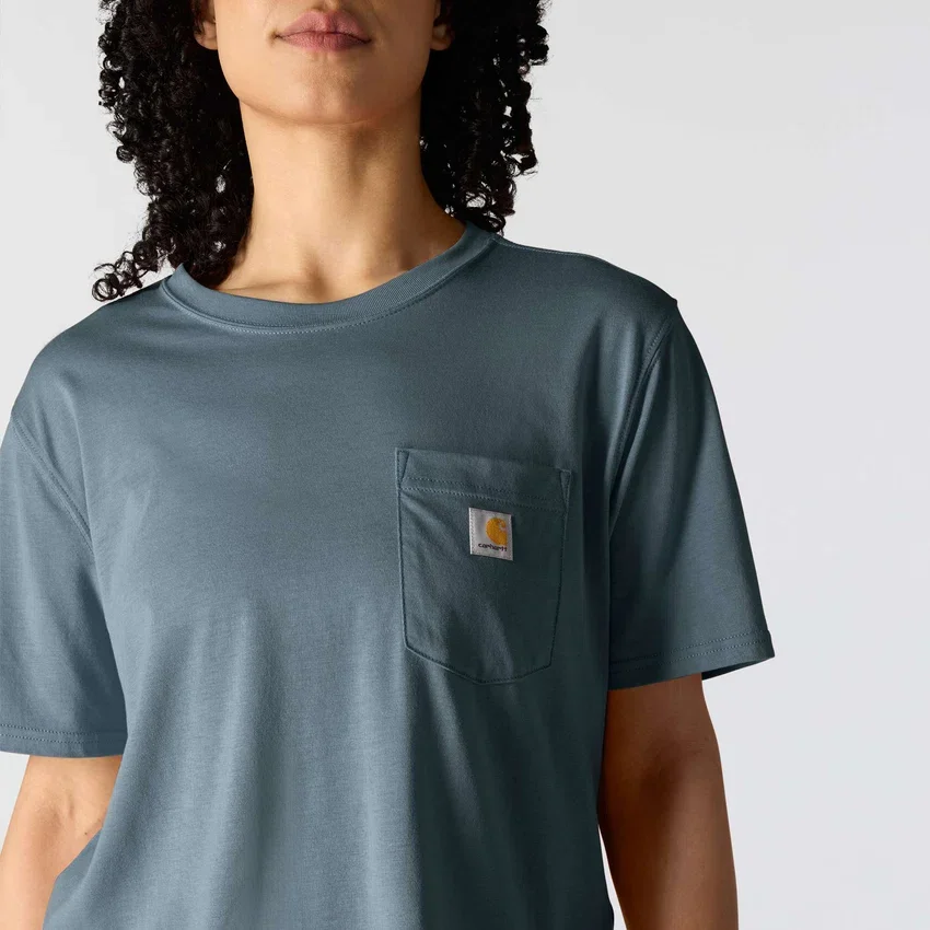Camiseta de mujer de Tencel, corte holgado, ligera, con jerséis de cuello redondo y bolsillo